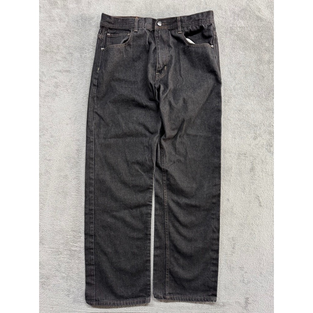 Akademiks Jeans Mens Black‎ Measured 37x32 Embroidered Baggy Y2K Hip Hop